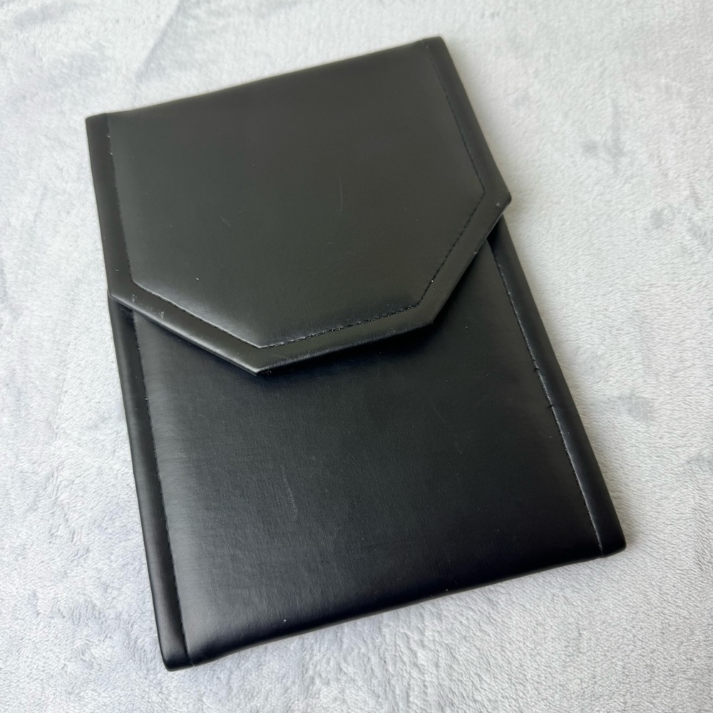 Folding Black Faux Leather Jewelry Storage Folding Case Satin Interior
